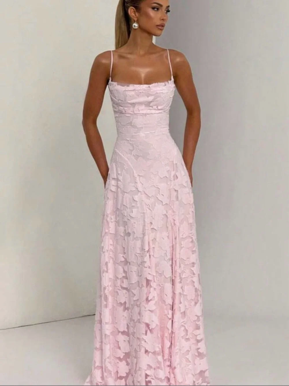 maxi light pink formal dress Nolan Light Pink Maxi Dress main image 1